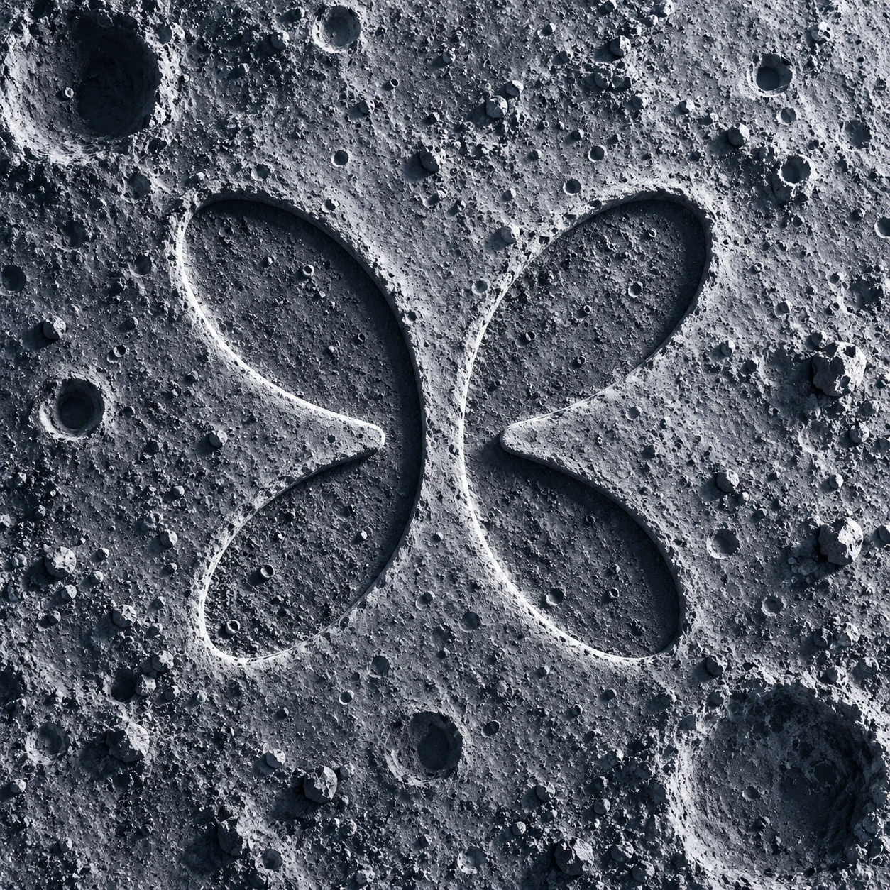 Flap logo engraved into the Moon surface.
